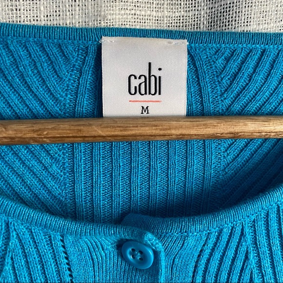 CAbi Ribbed Turquoise Cardigan Sweater - Picture 3 of 5